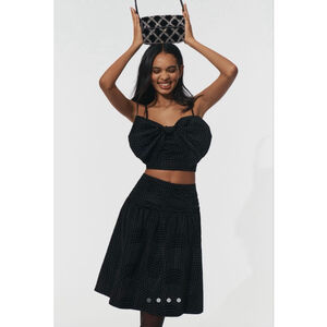 Anthropologie Maeve Taffeta Dot Midi Skirt